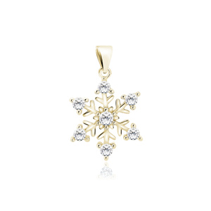 Silver (925) snowflake gold-plated pendant with white zirconias