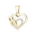 Silver (925) gold-plated triple heart pendant with white zirconia