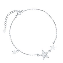 Silver (925) bracelet - stars with white zirconias