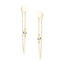 Silver (925) gold-plated earrings circle with white zirconia on chain