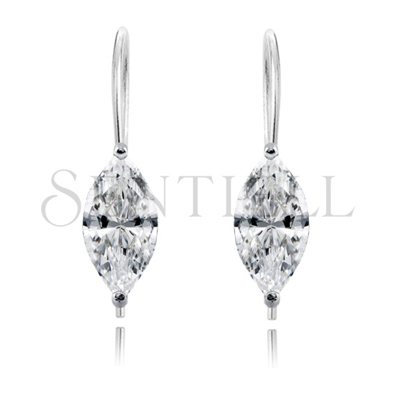 Silver (925) earrings marquise white zirconia