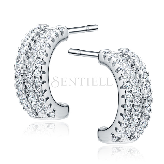 Silver (925)earrings open hoop with zirconia
