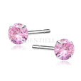 Silver (925) earrings round pink zirconia diameter 5mm
