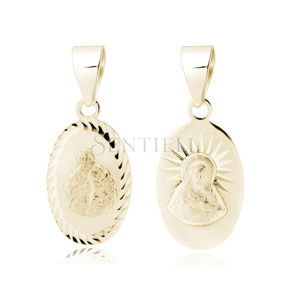 Colgante de plata de ley 925 chapado en oro tallado a diamante - Escapulario María / Santísima Virgen