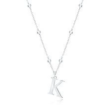 Silver (925) necklace - letter K on chain with balls