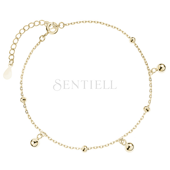 Pulsera de plata de ley 925 chapada en oro con bolas