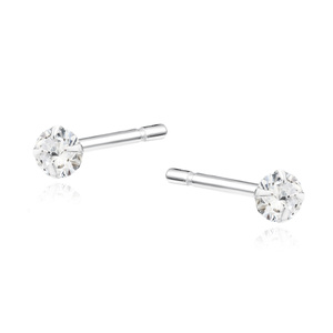 Silver (925) earrings round white zirconia diameter 3mm