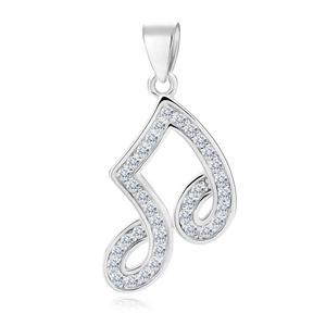 Silver (925) note pendant with zirconia