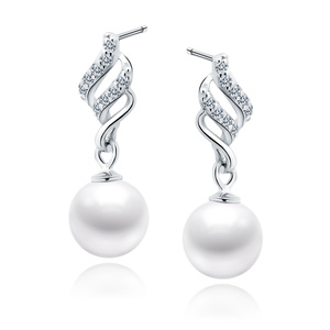 Silver (925) pearl earrings with zirconias