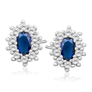 Silver (925) Earrings sapphire colored zirconia
