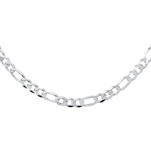 Silver (925) diamond-cut chain - figaro extra flat Ø 180 rhodium-plated