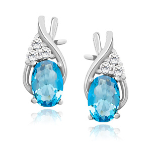 Silver, delicate earrings (925) with aquamarine zirconia