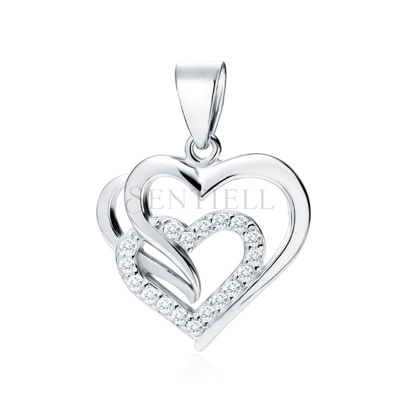 Silver (925) triple heart pendant with white zirconia