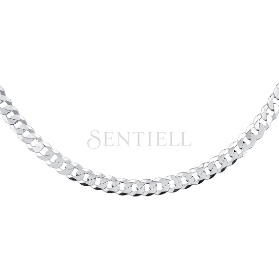 Silver (925) diamond-cut chain - curb extra flat rhodium-plated Ø 180