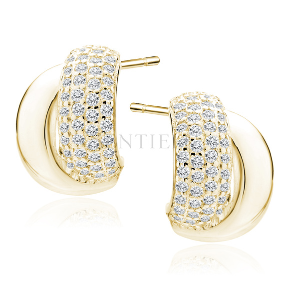 Silver (925) gold-plated earrings with white zirconias