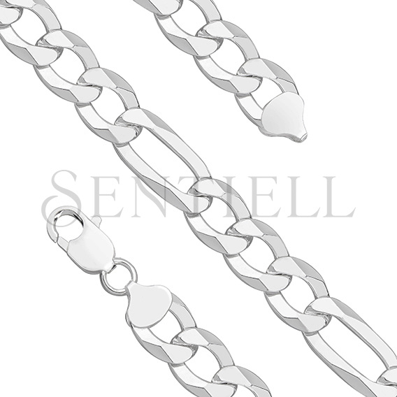 Silver (925) diamond-cut chain - figaro extra flat Ø 250 rhodium-plated