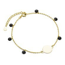 Silver (925) gold-plated bracelet with circle and black zirconias / spinels