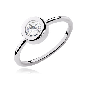 Silver (925) round ring white zirconia