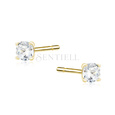 Silver (925) gold-plated earrings white zirconia 3mm round