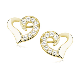 Silver (925) heart earrings with zirconia