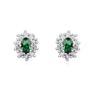 Silver (925) Earrings emerald colored zirconia