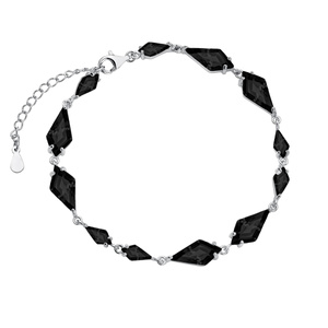 Silver (925) stylish, bracelet with black zirconias