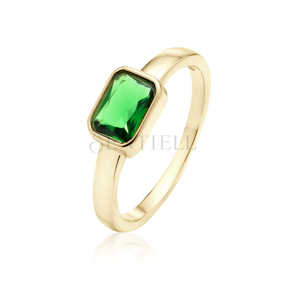 Silver (925) gold-plated ring with emerald zirconia