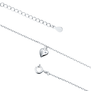 Silver (925) anklet - heart with white zirconia