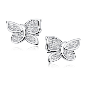 Silver (925) butterfly earrings with zirconia