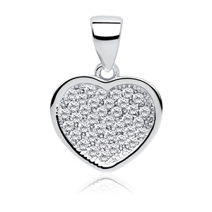 Silver (925) pendant white zirconia - heart small