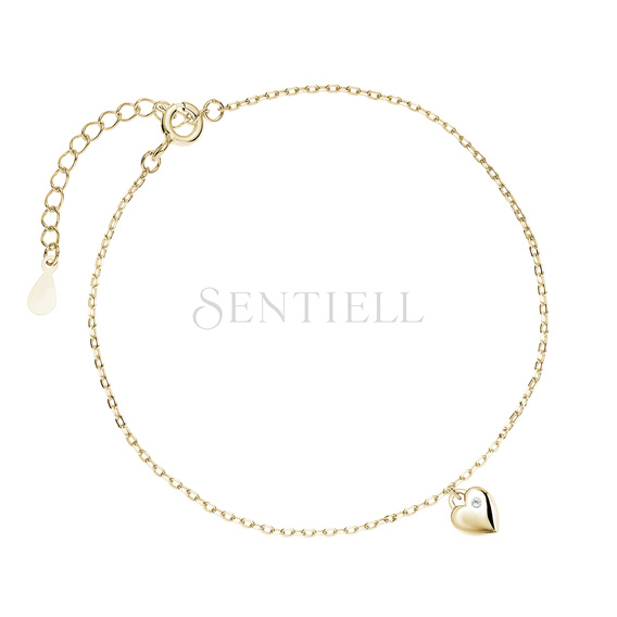 Silver (925) gold-plated bracelet - heart with white zirconia
