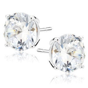 Pendientes de plata de ley 925 redondos circonita blanca diámetro 10 mm