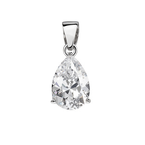 Silver (925) pendant tear-shaped white zirconia - 6mm x 8mm