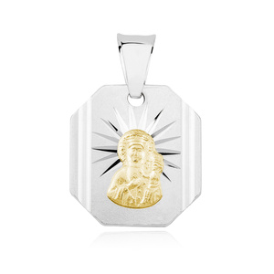 Colgante de Plata de ley 925 Virgen María / Virgen Negra chapado en oro