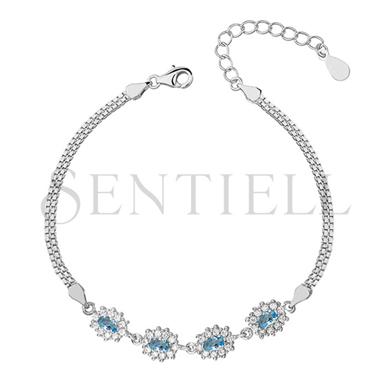 Silver (925) fashionable bracelet with aquamarine zirconias