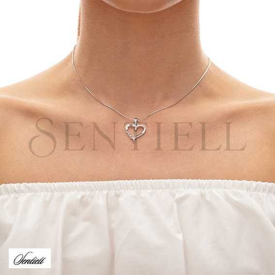 Silver (925) pendant - love, heart with zirconia