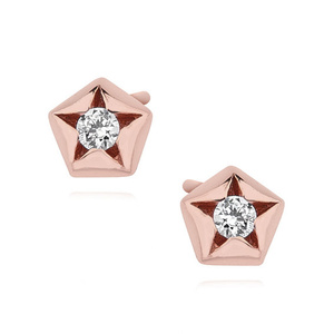 Silver (925) rose gold-plated star shape earrings with zirconia