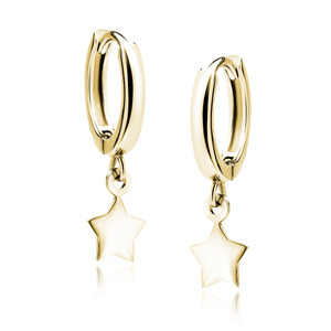 Silver (925) gold-plated earrings hoop with star