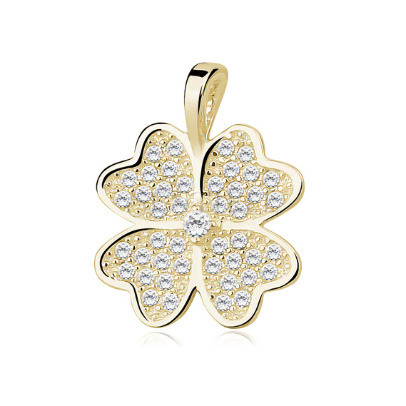 Silver (925) Clover pendant with zirconia gold-plated