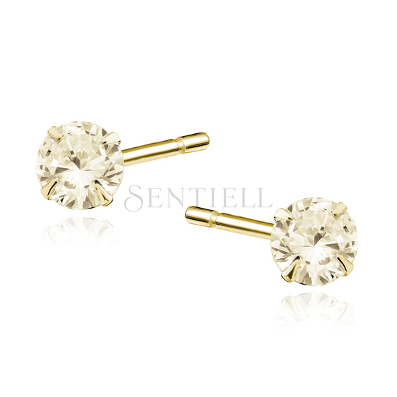 Silver (925) gold-plated earrings round zirconia diameter 5mm