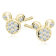 Silver (925) gold-plated earrings mouse with white zirconias
