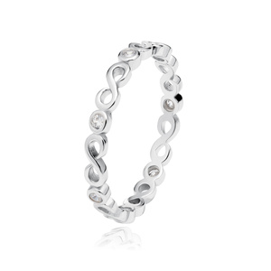 Silver (925) subtle ring with white zirconia - Infinity
