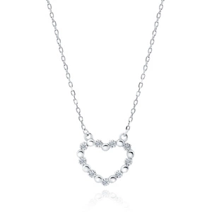 Silver (925) necklace - heart with zirconias