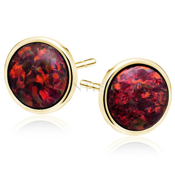 Silver (925) gold-plated earings with red opal