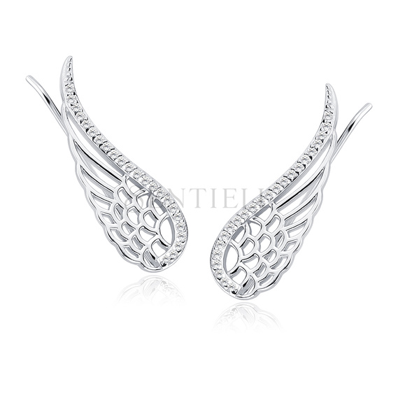 Silver (925) cuff earrings - wings with zirconia