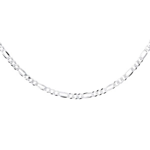 Silver (925) diamond-cut chain - figaro extra flat Ø 100 rhodium-plated