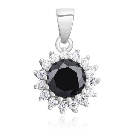 Silver (925) pendant with elegant round black zirconia