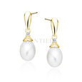 Silver (925) pearl gold-plated earrings with white zirconia