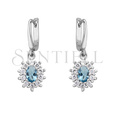 Silver (925) Earrings aquamarine colored zirconia