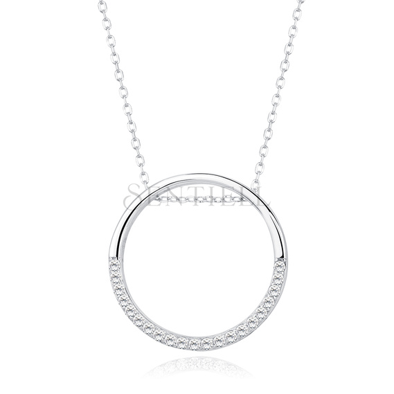 Silver (925) necklace - cirlce with zirconia